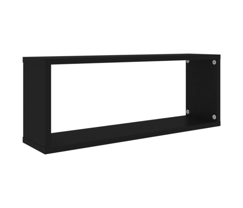 Estante cubo de pared 2 uds contrachapado negro 60x15x23 cm