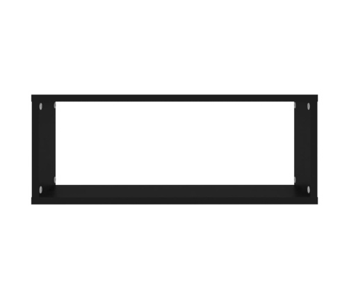 Estante cubo de pared 2 uds contrachapado negro 60x15x23 cm