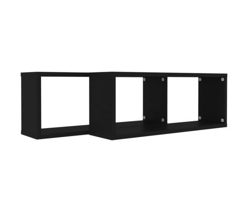 Estante cubo de pared 2 uds contrachapado negro 60x15x23 cm