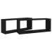 Estante cubo de pared 2 uds contrachapado negro 60x15x23 cm