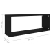 Estante cubo de pared 2 uds contrachapado negro 60x15x23 cm