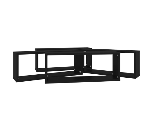 Estante cubo de pared 4 uds contrachapado negro 60x15x23 cm