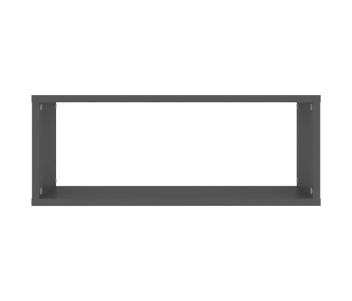 vidaXL Estante cubo de pared 2 uds contrachapado gris 60x15x23 cm