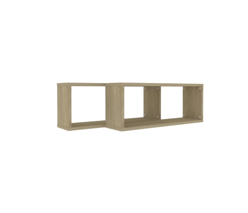 Estante cubo pared 2 uds contrachapado roble Sonoma 60x15x23 cm