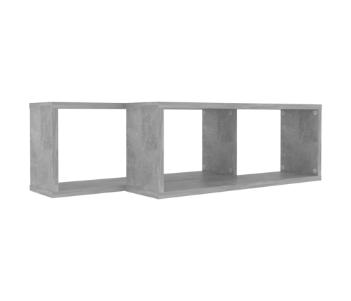 Estante cubo pared 2 uds contrachapado gris hormigón 60x15x23cm