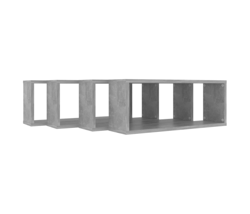 vidaXL Estante cubo pared 4 uds madera ingeniería hormigón 60x15x23cm