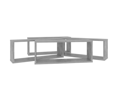 vidaXL Estante cubo pared 4 uds madera ingeniería hormigón 60x15x23cm