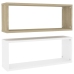 Estante cubo pared 2uds contrachapado blanco y roble 60x15x23cm