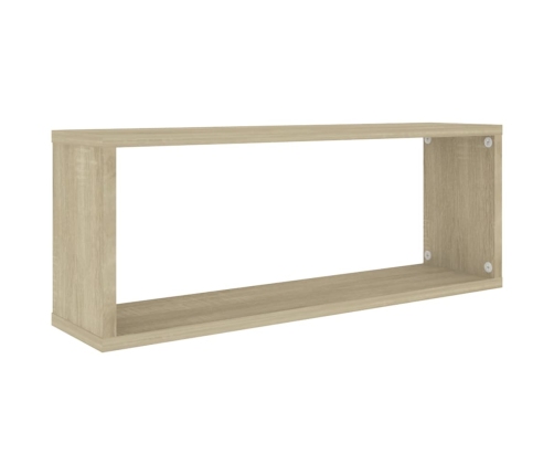 Estante cubo pared 2uds contrachapado blanco y roble 60x15x23cm