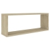 Estante cubo pared 2uds contrachapado blanco y roble 60x15x23cm