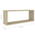 Estante cubo pared 2uds contrachapado blanco y roble 60x15x23cm