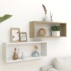 Estante cubo pared 2uds contrachapado blanco y roble 60x15x23cm