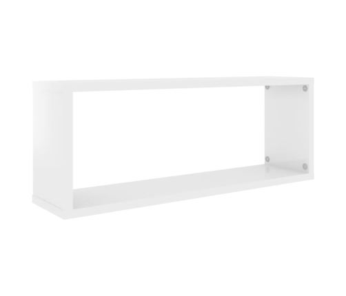 vidaXL Estante cubo pared 4 uds contrachapado blanco brillo 60x15x23cm