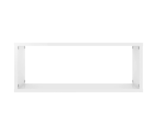 vidaXL Estante cubo pared 4 uds contrachapado blanco brillo 60x15x23cm