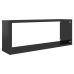 Estante cubo pared 2 uds contrachapado negro brillo 60x15x23 cm