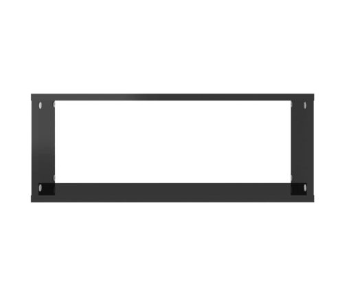 Estante cubo pared 2 uds contrachapado negro brillo 60x15x23 cm