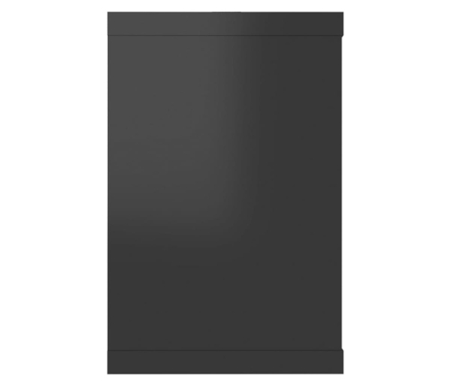 Estante cubo pared 2 uds contrachapado negro brillo 60x15x23 cm