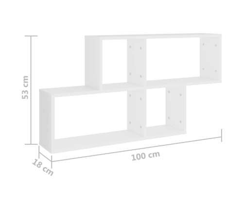 Estantería de pared madera contrachapada blanco 100x18x53 cm