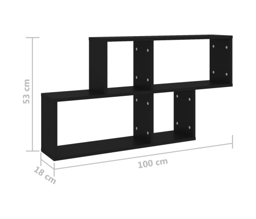 vidaXL Estante de pared madera contrachapada negro 100x18x53 cm