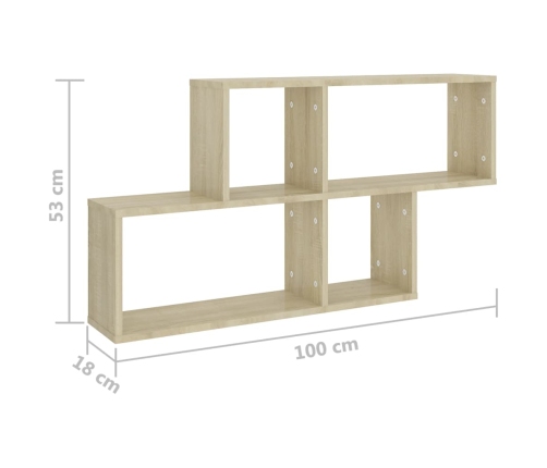 Estante de pared madera contrachapada roble Sonoma 100x18x53 cm