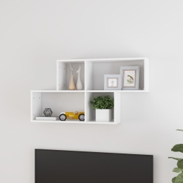 Estante de pared madera contrachapada blanco brillo 100x18x53cm