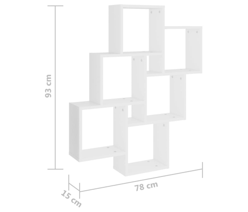 Estante de cubo de pared madera contrachapada blanco 78x15x93cm