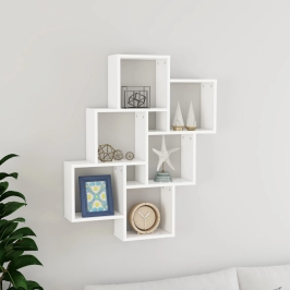 Estante de cubo de pared madera contrachapada blanco 78x15x93cm