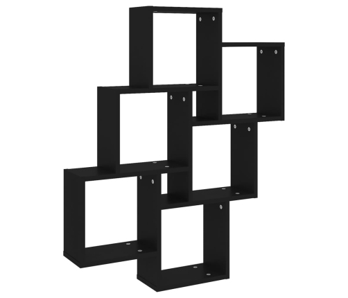 vidaXL Estante cubo de pared madera contrachapada negro 78x15x93 cm