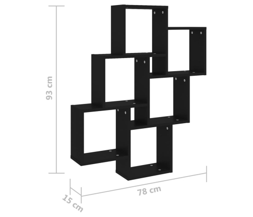 vidaXL Estante cubo de pared madera contrachapada negro 78x15x93 cm