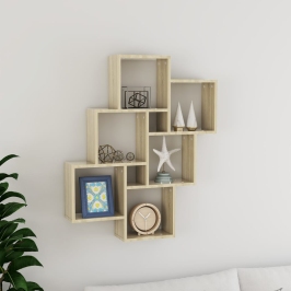 Estante cubo pared madera contrachapada roble Sonoma 78x15x93cm