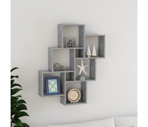 vidaXL Estante cubo de pared contrachapado gris hormigón 78x15x93 cm