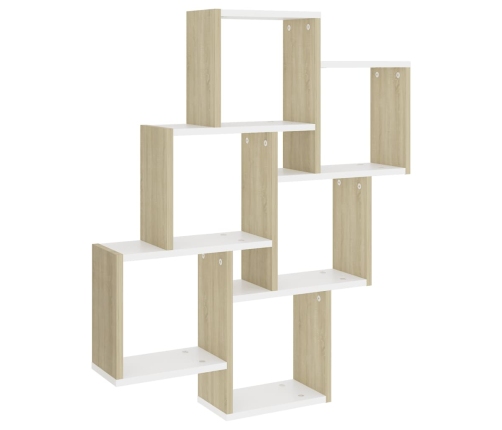 vidaXL Estante cubo de pared contrachapado blanco y roble 78x15x93 cm