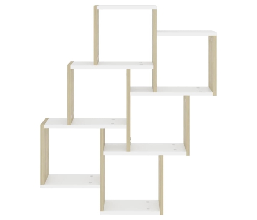 vidaXL Estante cubo de pared contrachapado blanco y roble 78x15x93 cm