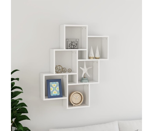 Estante cubo de pared contrachapado blanco brillante 78x15x93cm