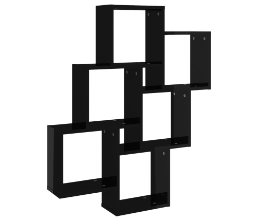 Estante cubo de pared contrachapado negro brillante 78x15x93 cm