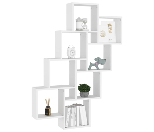 Estante de cubo pared madera contrachapada blanco 90x15x119 cm