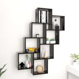 Estante cubo de pared madera contrachapada negro 90x15x119 cm