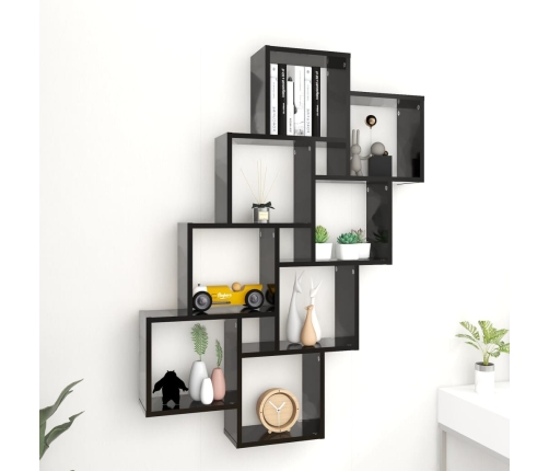 vidaXL Estante cubo de pared madera contrachapada negro 90x15x119 cm