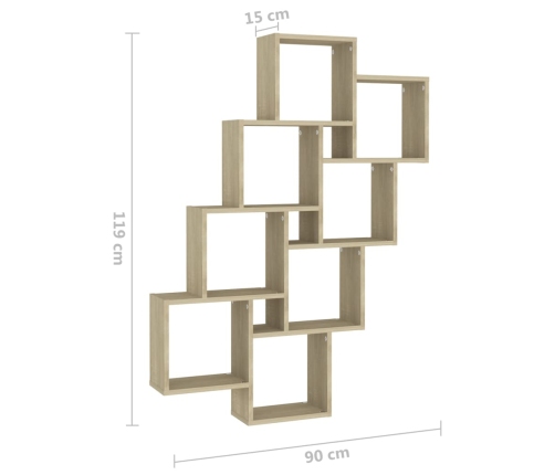 Estante cubo de pared contrachapado roble Sonoma 90x15x119 cm