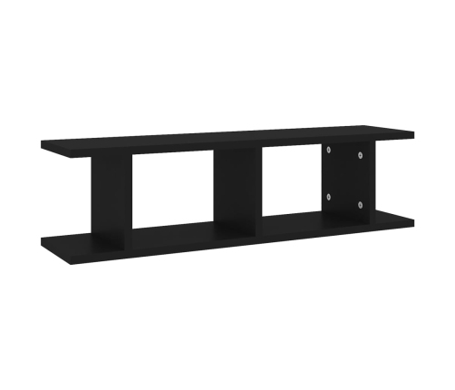 Estante de pared 2 uds madera contrachapada negro 75x18x20 cm