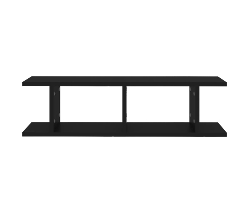 Estante de pared 2 uds madera contrachapada negro 75x18x20 cm