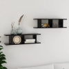 Estante de pared 2 uds madera contrachapada negro 75x18x20 cm