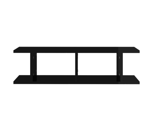 vidaXL Estantes de pared 2 uds contrachapada negro brillo 75x18x20 cm