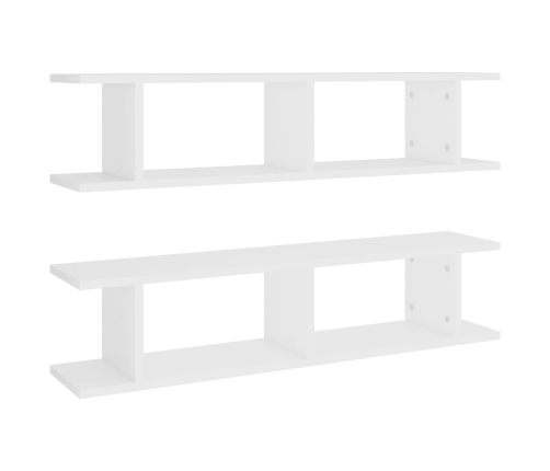 vidaXL Estantes de pared 2 uds madera contrachapada blanco 90x18x20 cm