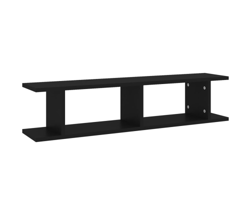 Estantes de pared 2 uds madera contrachapada negro 90x18x20 cm