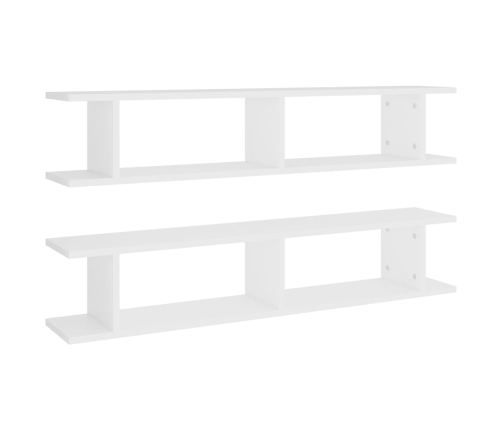 vidaXL Estantes de pared 2 uds madera contrachapada blanco 105x18x20cm