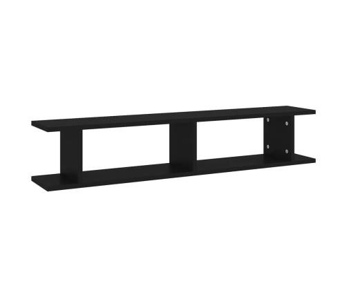 Estantes de pared 2 uds madera contrachapada negro 105x18x20 cm