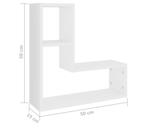 vidaXL Estantes de pared 2 uds madera contrachapada blanco 50x15x50 cm