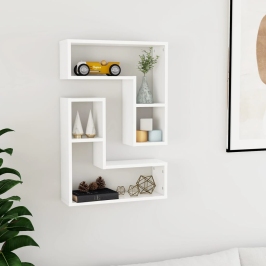 Estantes de pared 2 uds madera contrachapada blanco 50x15x50 cm