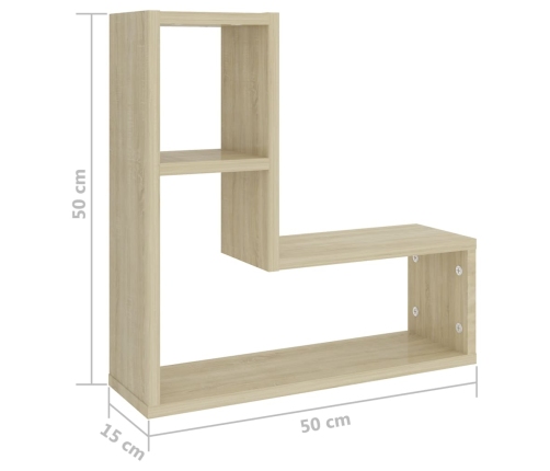 vidaXL Estantes de pared 2 uds contrachapado roble Sonoma 50x15x50 cm